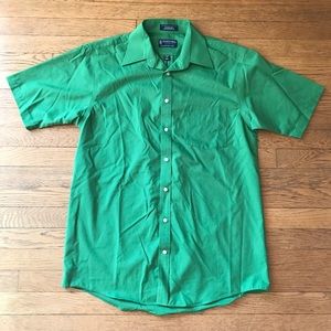 Stafford Classic Fit Green Short Sleeve Button Down Shirt